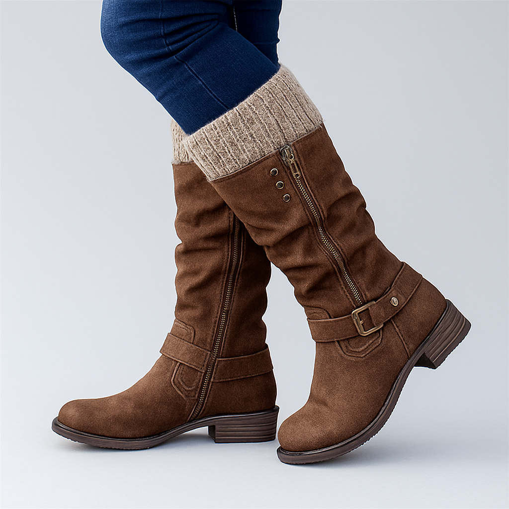 Cecilia | Botas de Caña Media con Hebilla Lateral y Apoyo Estable - Marrón