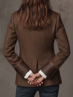 Albina | Blazer con Panel de Espiga y Ribetes en Contraste