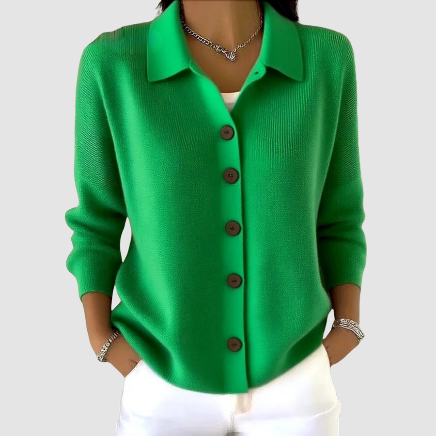 Candida | Cárdigan con Cuello y Botones - Verde