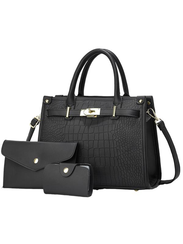 Mirella | Bolso Bandolera con Grabado Efecto Cocodrilo - Negro