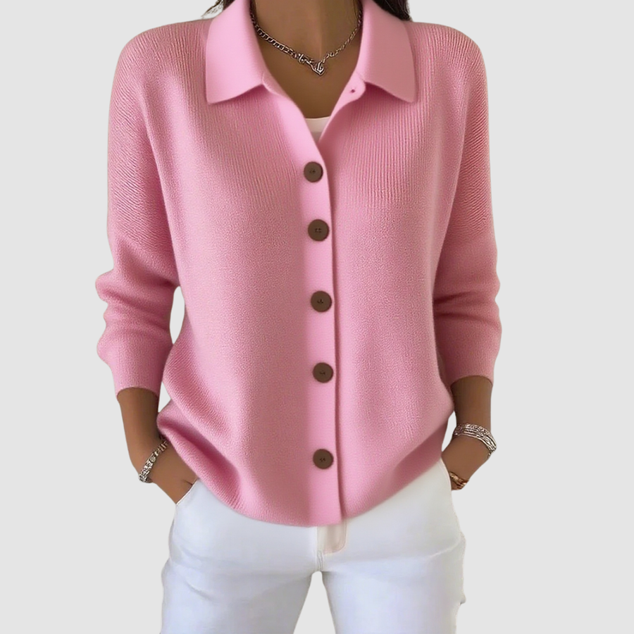 Candida | Cárdigan con Cuello y Botones - Rosa
