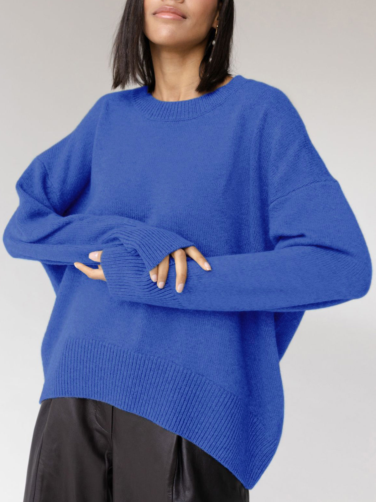 Fausta | Jersey Oversize de Cuello Redondo - Azul