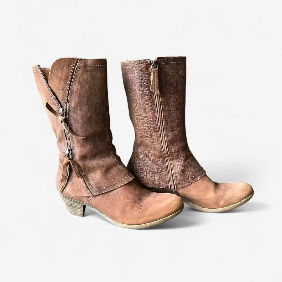 Allegra | Botas de Piel de Otoño con Cremallera Lateral