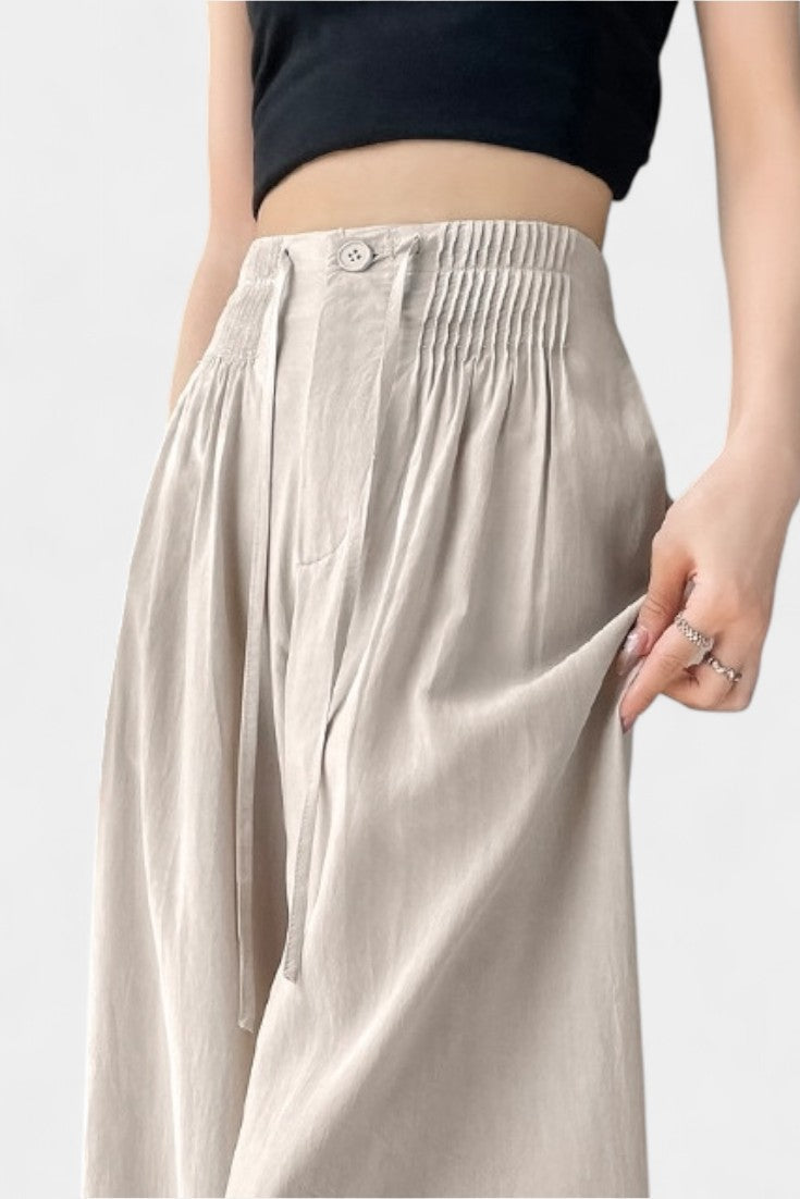 Ilyana Pantalones de Cintura Alta y Pierna Ancha