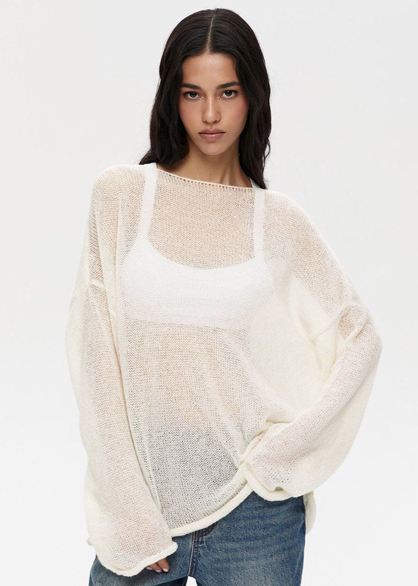 Ines | Jersey Ligero de Cuello Barco - Beige