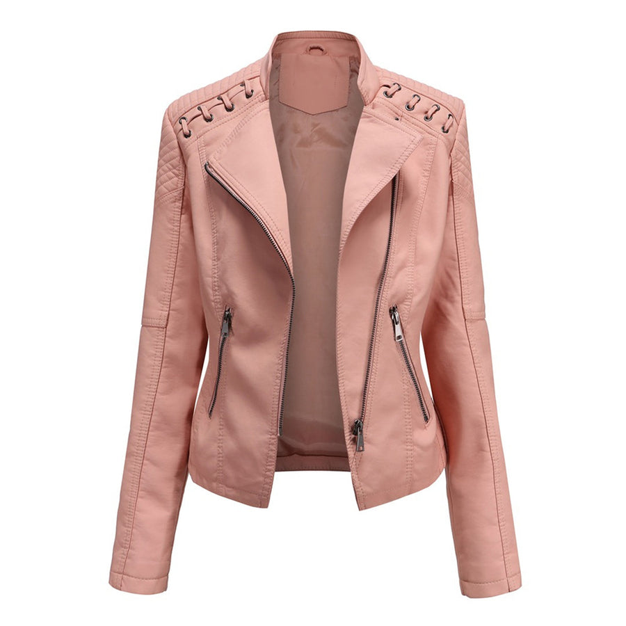 Doriana | Chaqueta Motera Asimétrica - Rosa