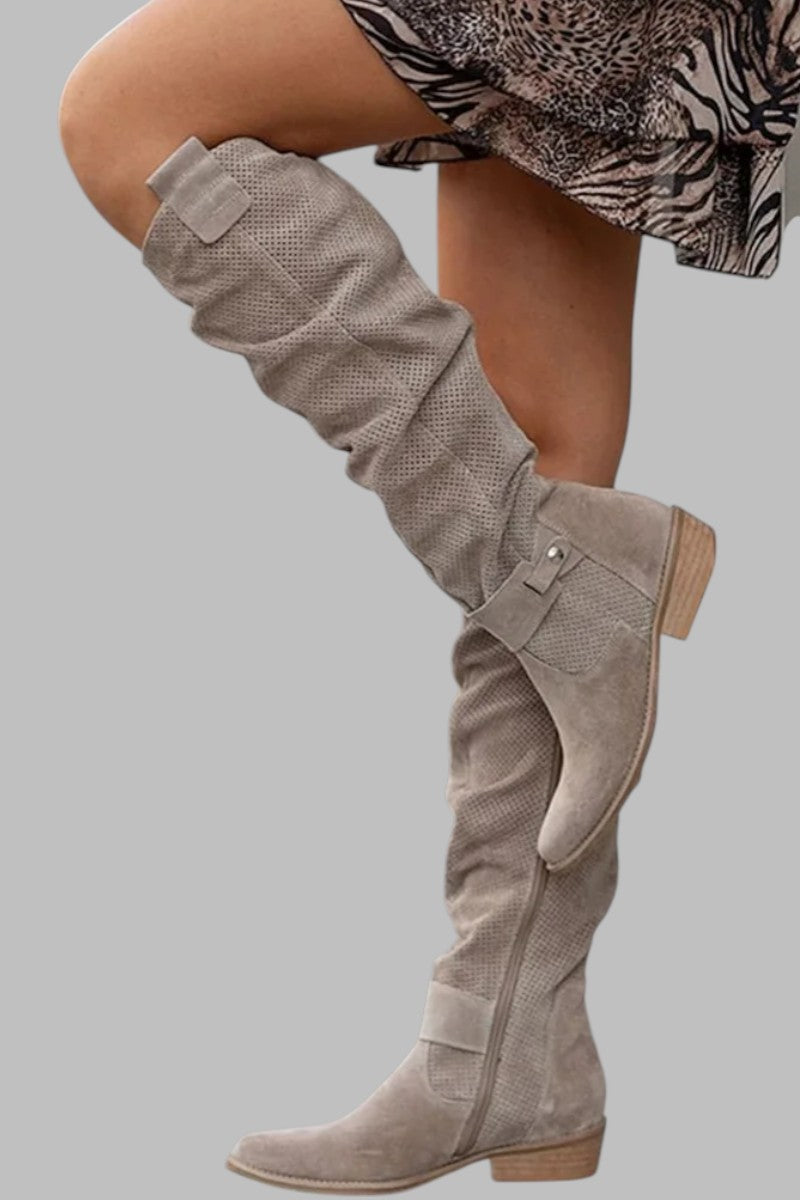 Carlotta | Botas Altas de Ante Estilo Vintage