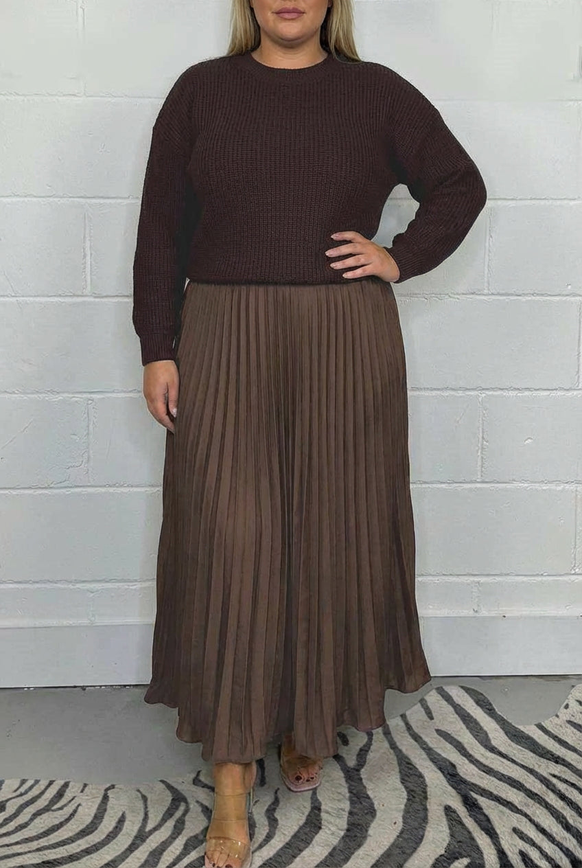 Lilla | Vestido Maxi con Jersey y Falda Plisada
