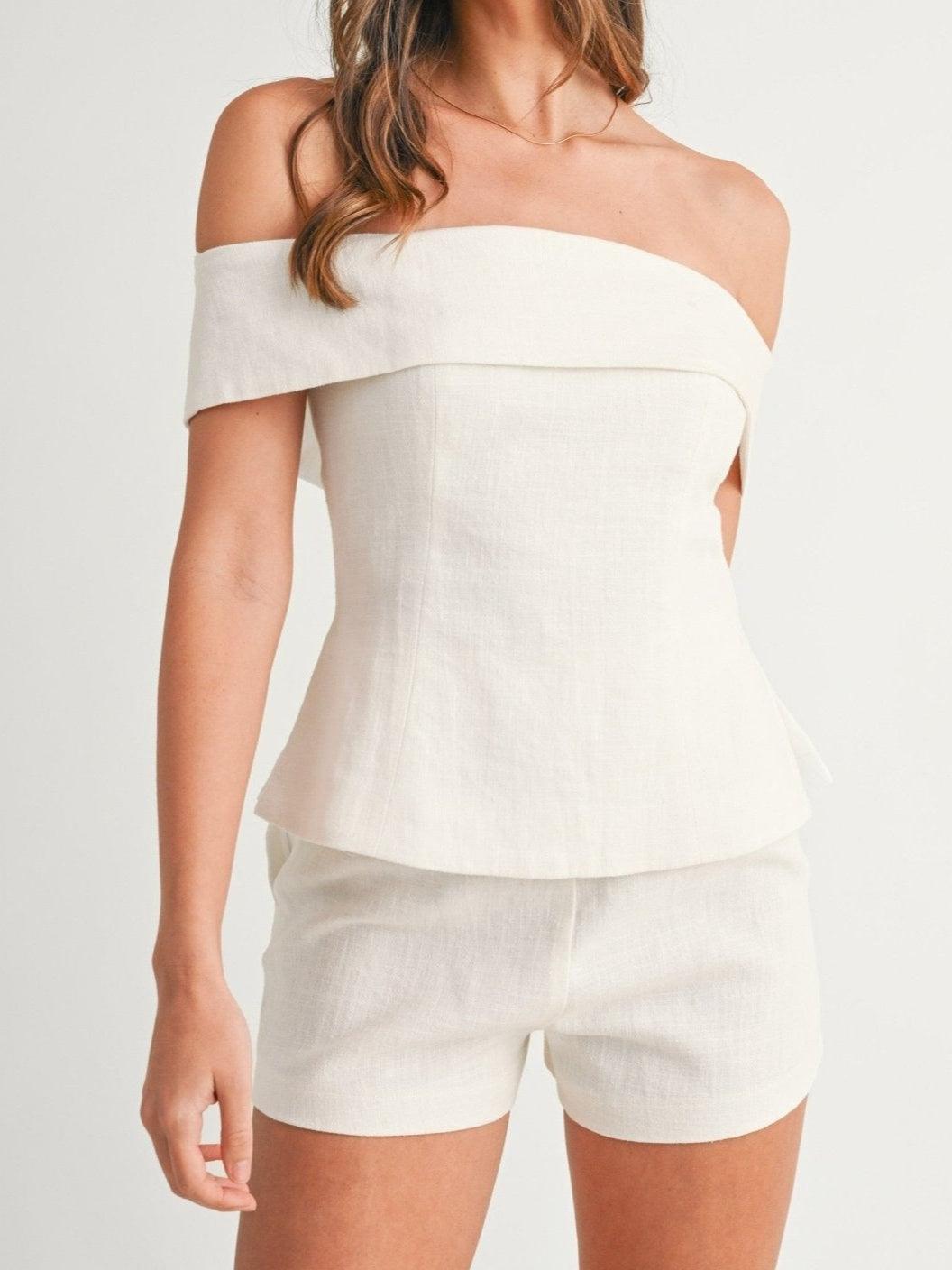 Imma | Conjunto de Top Bardot con Peplum y Short