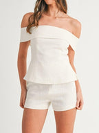 Imma | Conjunto de Top Bardot con Peplum y Short