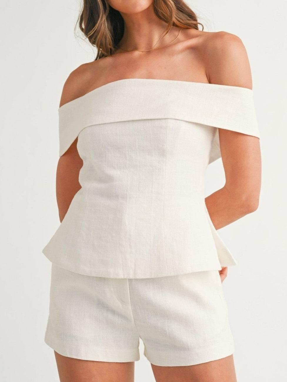 Imma | Conjunto de Top Bardot con Peplum y Short