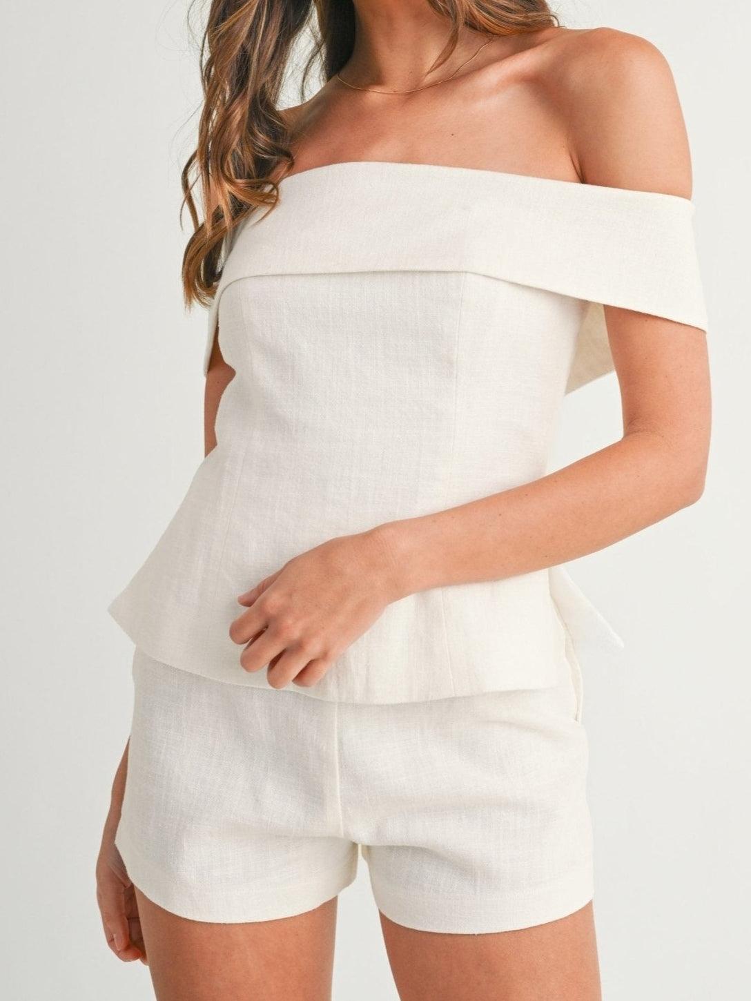 Imma | Conjunto de Top Bardot con Peplum y Short