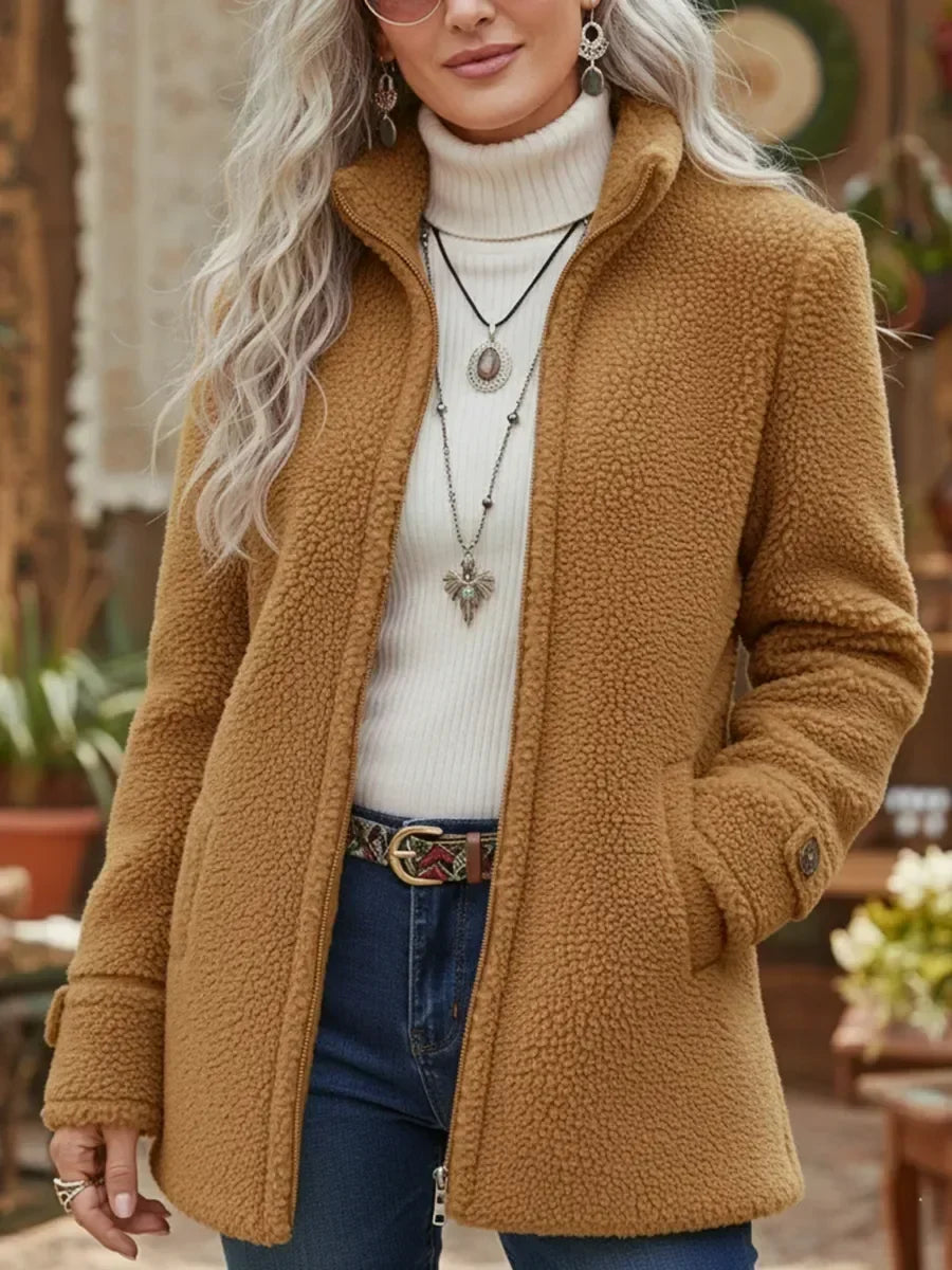 Bianca | Chaqueta Acogedora con Cuello Mao - Camel