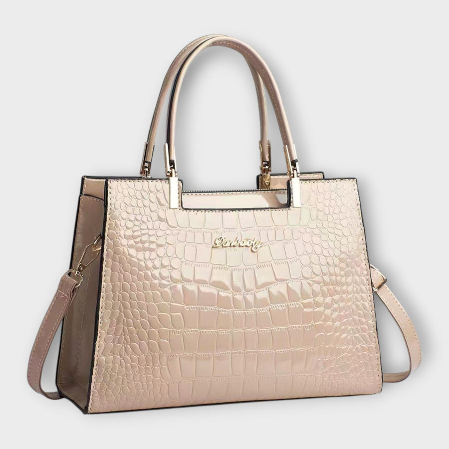 Lucia | Bolso Tote Estructurado con Efecto Cocodrilo - Caqui