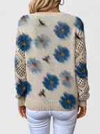 Assunta | Jersey Calado de Flores con Cuello en V