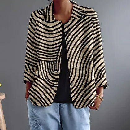 Cristiana | Blazer de Rayas con Frente Abierto