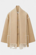 Pauline | Manteau à coupe ample avec écharpe à franges intégrée