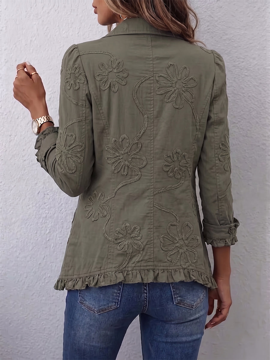 Delfina | Chaqueta Utilitaria con Bordado Floral