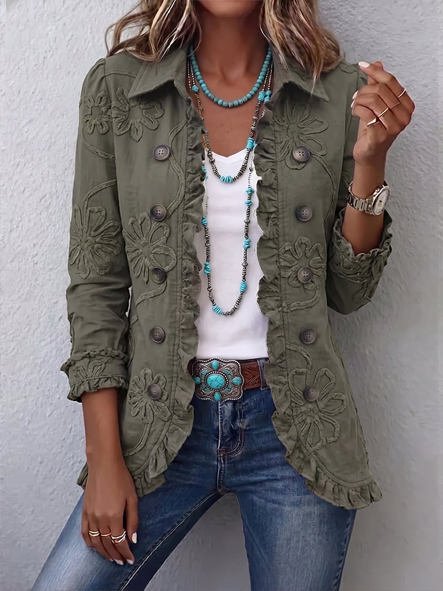 Delfina | Chaqueta Utilitaria con Bordado Floral