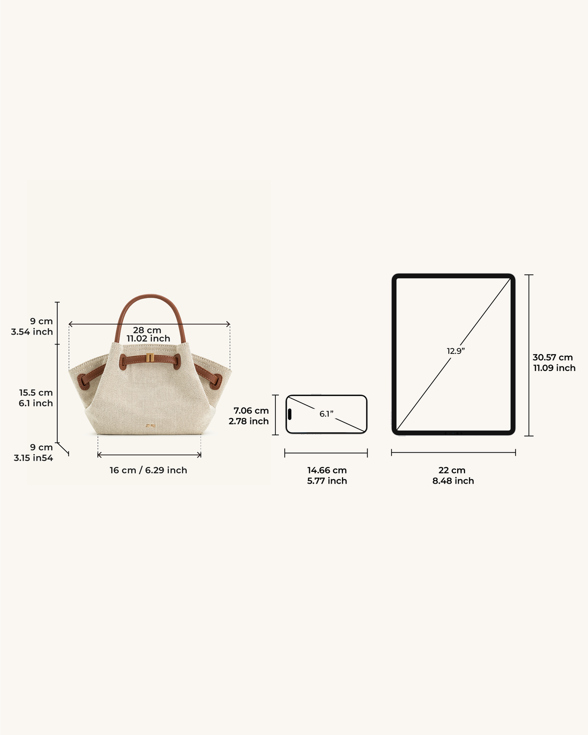 Melania | Mini Bolso Tote de Rafia con Herrajes Dorados